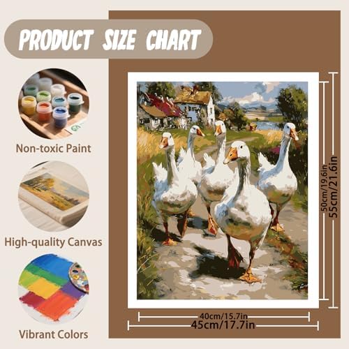 XTCIXAL Paint by Numbers Kit for Adults, Duck, 16X20 Inch - Image 4