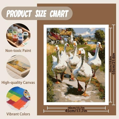 XTCIXAL Paint by Numbers Kit for Adults, Duck, 16X20 Inch - Image 4