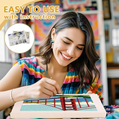 DOODLREAM San Francisco Bridge Punch Needle Kit for Beginner 9.4" x 9.4" - Image 3