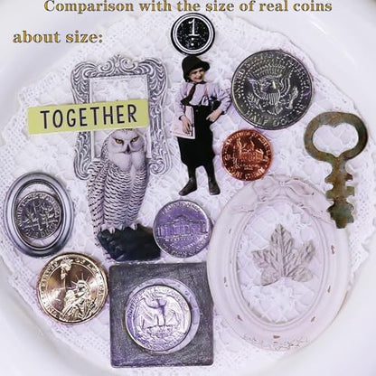 Vintage Junk Journal Items Kit Pre Cut Paper Cards Cutout Cardstock Art Aesthetic Decor Hollow Out Craft Elements Small Embellishments Supplies for Adults Scrapbook Pack (Photo Frame Silvery) - Image 5