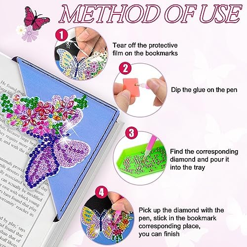 WIVICO 8Pcs Diamond Painting Bookmarks, Diamond Pearl Art Kits for Adults - Image 6