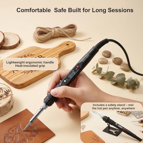 Professional Wood Burning Kit, 60 Pcs Adjustable Temperature Wood Burning Pen Set - Ultimate DIY Wood Burning Tool in Premium Metal Case, Ideal Gift for Pyrography, Wood, Leather, Carving, Soldering - Image 6