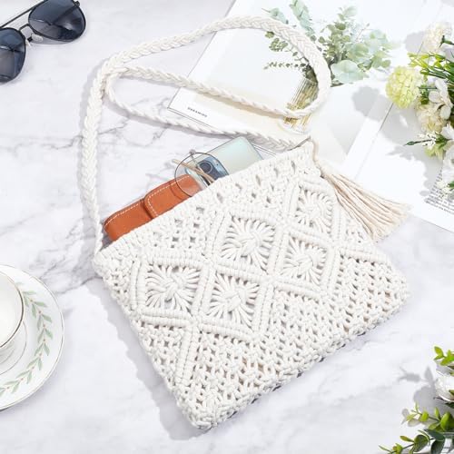 WEBEEDY Macrame Bag DIY Kit Bohemian Shoulder Bag Macrame Purse Set with Instruction for Adults Beginners, Includes Cord,Crochet Bags for Women Holiday Beach Valentine's Day Decor Gift,10.4x8inch - Image 7