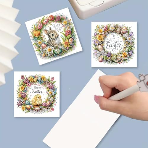 DIY Diamond Greeting Cards Set, 5D DIY Diamond Art Painting Festival Style Greeting Card, DIY Christmas Card Making Kits for Family Friends Handmade Gift-#21-Wreath - Image 4