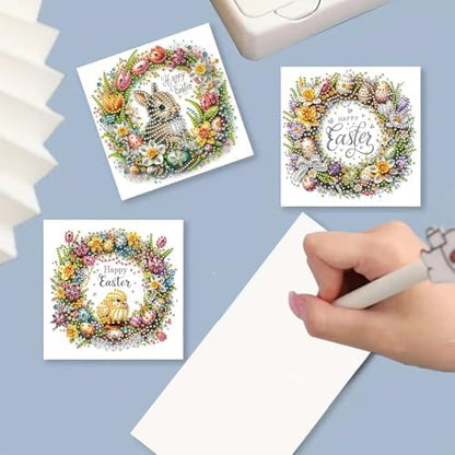 DIY Diamond Greeting Cards Set, 5D DIY Diamond Art Painting Festival Style Greeting Card, DIY Christmas Card Making Kits for Family Friends Handmade Gift-#21-Wreath - Image 4