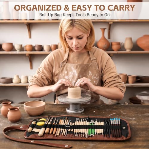 ALLVANA 42-Piece Pottery Tools, Clay Sculpting Tools with Roll-Up Bag - Image 6
