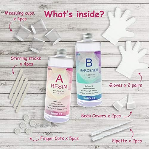 Epoxy Resin Kit, Crystal Clear, Self-Leveling, Easy 1:1 Mix (17oz) - Image 4