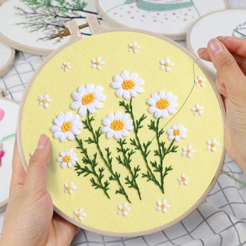 Louise Maelys Daisy Flower Embroidery Kit for Beginners, Floral Pattern - Image 4