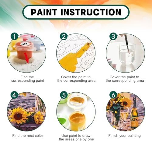 Possoco Paint by Numbers Kit for Adults Beginner, Sunflower Adult Paint by Number Kits on Canvas, Landscape DIY Acrylic Watercolor Oil Paint by Number for Adults Teens for Home Decor Gift 16x20 Inch - Image 4