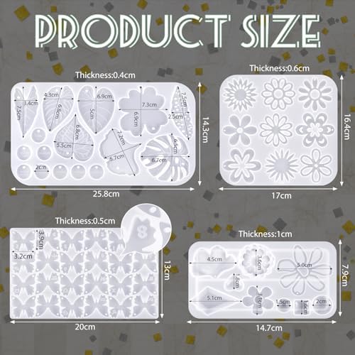 Patelai 4 Pcs Resin Earring Molds for Jewelry Making Kit,Flower Leaf - Image 3
