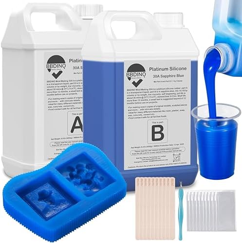 BBDINO Silicone Mold Making Kit 30A Platinum Liquid 2 Gallons Sapphire Blue by BBDINO