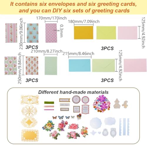 AHANDMAKER Handmade Greeting Card Making Kits, DIY Thank You Card Set Flowers Theme Paper Envelopes Cards Stickers for Christmas Thanksgiving Mother's Day Birthday Gifts Crafts Decorations - Image 2