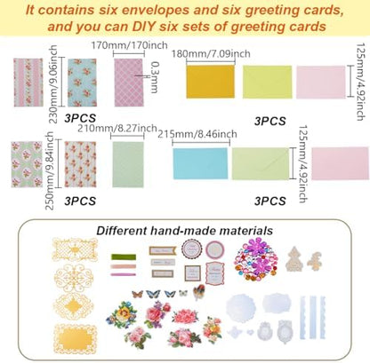 AHANDMAKER Handmade Greeting Card Making Kits, DIY Thank You Card Set Flowers Theme Paper Envelopes Cards Stickers for Christmas Thanksgiving Mother's Day Birthday Gifts Crafts Decorations - Image 2