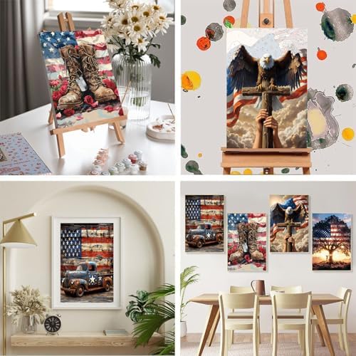4 Pack Independence Day Paint by Numbers for Adults with Framed 8x12 inch - Image 5