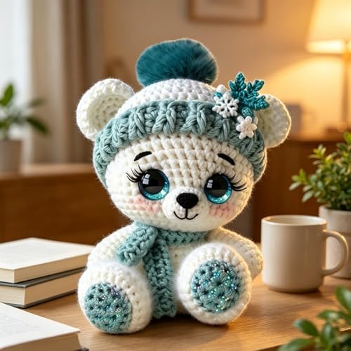 FRANDEK DIY Green Bear Crochet Kit for Adults, Cute Plush Animal Set - Image 4