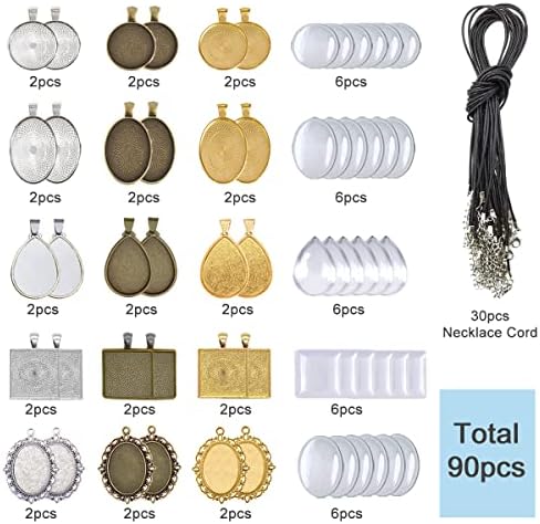 J6QIHANG 90pcs Pendant Trays Kit for DIY Jewelry Craft Making - Image 3