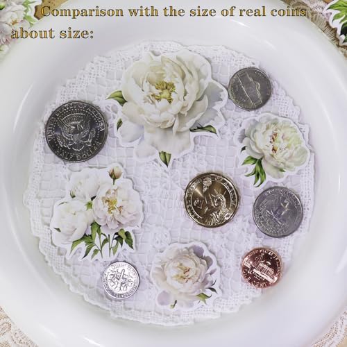 CATaireen Vintage Junk Journal Items Kit Pre Cut Paper Cards Cutout Cardstock Art Aesthetic Decor Hollow Out Craft Elements Small Embellishments Supplies for Adults Scrapbook Pack (Floral White) - Image 4