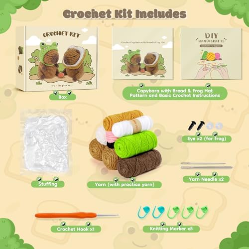 2PCS Capybara Crochet Kit for Beginners Starters Crocheting Kit for Adults - Image 3