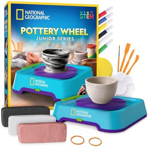 National Geographic Junior Pottery Wheel for Kids Arts & Crafts Kit by BlueMarbleToys