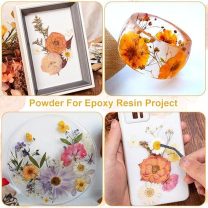 50pcs Boho Pressed Flowers Bulk, Vintage Dried Flower Leaves, Natural Fall Pressed Dried Flowers with Tweezer for DIY Crafts Resin Mold Candles Cake Bridal Scrapbooking Supplies - Image 4