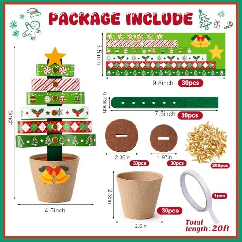 30 Sets Christmas Tree Pot Craft Kit, Standing Paper Xmas Tree DIY Bulk - Image 2