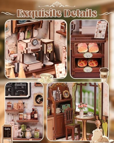 Book Nook Kit for Adults, DIY Miniature House Coffee Shop Booknook - Image 4