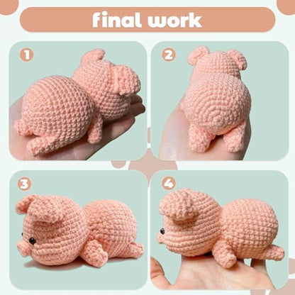 JueRum Pig Crochet Kit for Beginners Adult All-in-One Amigurumi Crochet Kit - Image 6