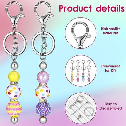 Sasylvia 60 Pcs Beadable Keychain Bars Bulk,Silver - Image 3
