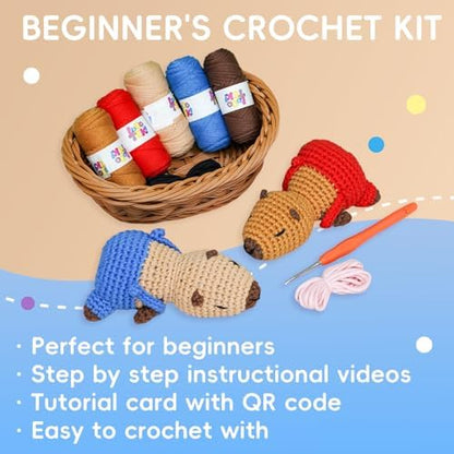 Crochet Kit for Beginners, Capybara Animal Kits for Adults, Amigurumi Set - Image 6