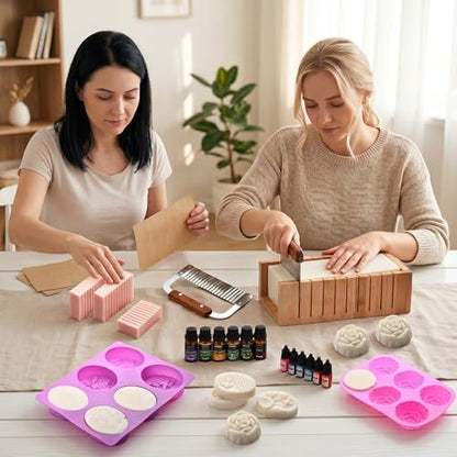 Soap Making Kit for Adults All-in-One Soap Making Supplies Includes Melt & Pour Goat Milk Soap Base, Silicone Loaf Molds,Premium Cutting Box & 500+PCS DIY Handmade Soap - Image 6