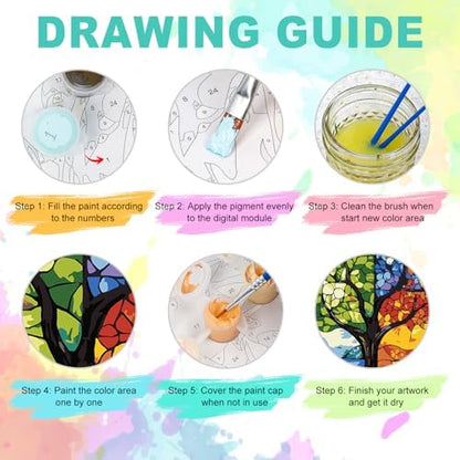 GEEHEIY Framed Paint by Numbers Kit for Adults, Tree of Life, 8 x 12 Inch - Image 6