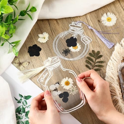 Taobary 91 Pcs DIY Dried Flowers Bookmarks Transparent, Cool Color - Image 6