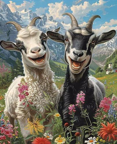 Animal Paint by Numbers Kit for Adults Sheep Paint by Numbers, DIY Acrylic Watercolor Oil Painting Kits for Adults Beginners with Brushes, Hobbies for Women for Home Wall Decor, Gifts 40x54 in 2-1 by Unknown