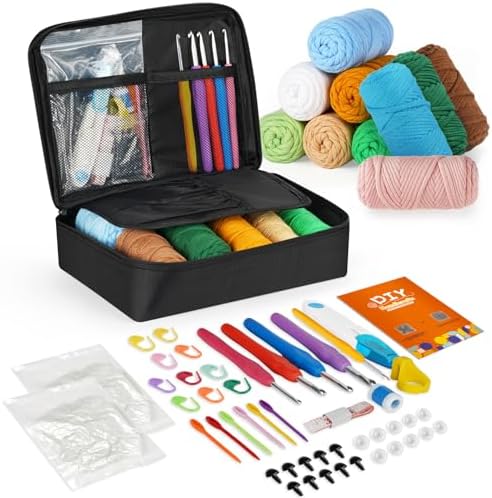 iptek Crochet Kit for Beginners Adults，Crochet Yarn for Beginners, 10colors Total Crochet Yarn Kits with Easy-to -See Stitches，Includes Basic Stitch Guide and extensive amigurumi Video tutorials. by Unknown