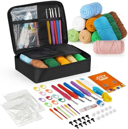 iptek Crochet Kit for Beginners Adults，Crochet Yarn for Beginners, 10colors Total Crochet Yarn Kits with Easy-to -See Stitches，Includes Basic Stitch Guide and extensive amigurumi Video tutorials. by Unknown