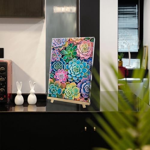HeeBenor Framed Paint by Numbers Kit for Adults, Succulent, 8x12 Inch - Image 7
