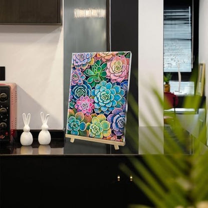 HeeBenor Framed Paint by Numbers Kit for Adults, Succulent, 8x12 Inch - Image 7