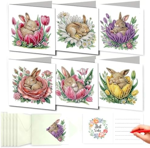 LSQFS 6Pcs Diamond Painting Greeting Cards, 5.9x11.81inch by LSQFS