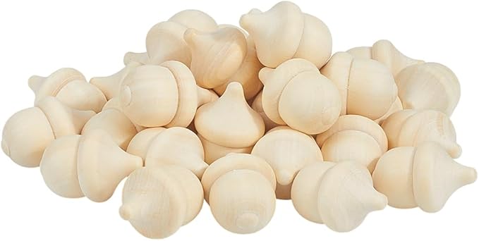 60PCS Unfinished Wooden Acorns Crafts 1" DIY Natural Wood Acorns Bulk Wooden Acorn Ornaments for Thanksgiving Christmas Fall Craft Supplies Party Home Decor Arts Crafts Projects
