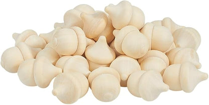 60PCS Unfinished Wooden Acorns Crafts 1" DIY Natural Wood Acorns Bulk Wooden Acorn Ornaments for Thanksgiving Christmas Fall Craft Supplies Party Home Decor Arts Crafts Projects