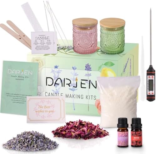 DARJEN Candle Making Kit for Beginners, 2 Jars Soy Wax Scented DIY Set by DARJEN