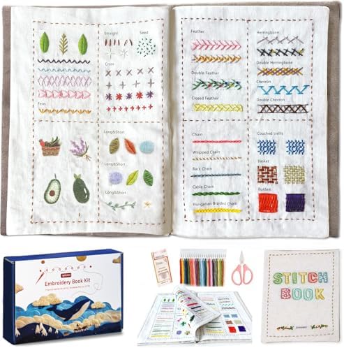 spicssa 2026 Upgraded Embroidery Stitch Book Kit, All in One Sewing Embroidery Kits, Starter Practice Patterns, Complete Tool kit and VideoTutorials, Gifts for Girlfriends, Mothers, and Craft Lovers by Unknown