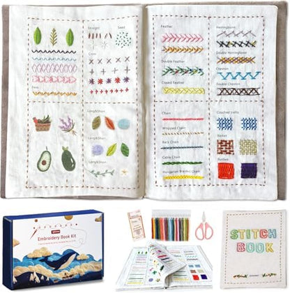 spicssa 2026 Upgraded Embroidery Stitch Book Kit, All in One Sewing Embroidery Kits, Starter Practice Patterns, Complete Tool kit and VideoTutorials, Gifts for Girlfriends, Mothers, and Craft Lovers by Unknown