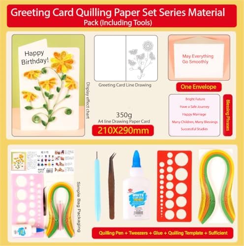 Wizardi Greeting Card Making Kit. Daisy Flowers DIY Quilling Kit F07M3-5-FL3 - Image 2