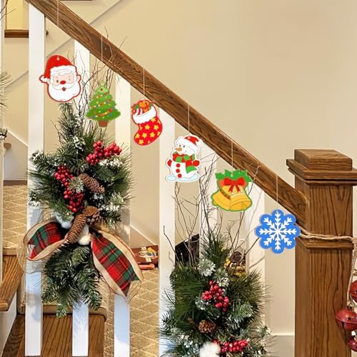 80PCS Wooden Christmas Ornaments to Paint,10 Styles DIY Blank Unfinished Reindeer Santa Claus Christmas Tree Ball Snowman Snowflake Wreath Gift Christmas Stocking Cutouts Ornament for Crafts Winter - Image 4