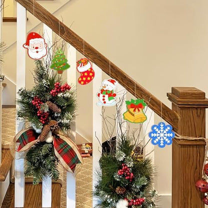 80PCS Wooden Christmas Ornaments to Paint,10 Styles DIY Blank Unfinished Reindeer Santa Claus Christmas Tree Ball Snowman Snowflake Wreath Gift Christmas Stocking Cutouts Ornament for Crafts Winter - Image 4