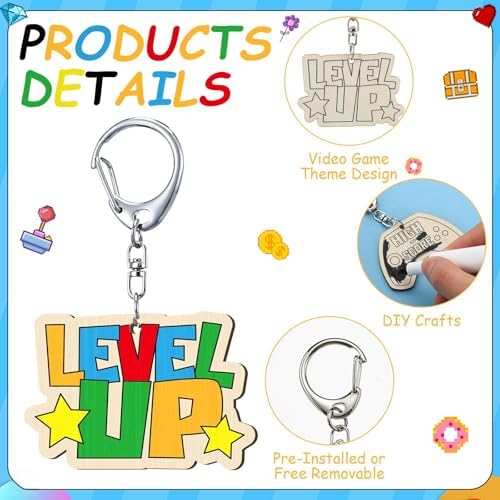 RattanView 24 Pcs Video Game Craft Keychains DIY Keychain, 12 Styles - Image 3