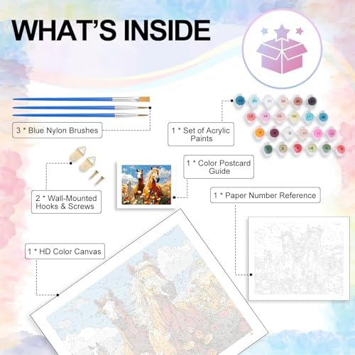 Paint by Numbers Kit for Adults, Wild Horses Number Painting Canvas Kit - Image 4