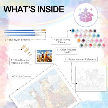 Paint by Numbers Kit for Adults, Wild Horses Number Painting Canvas Kit - Image 4