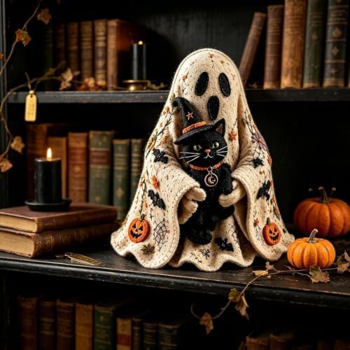 Ghost Halloween DIY Felt Patchwork Kit, 3 Styles Pre-Cut Fabric Ghost Sewing Craft Set, Handmade Fall Decor (Pumpkin) - Image 5